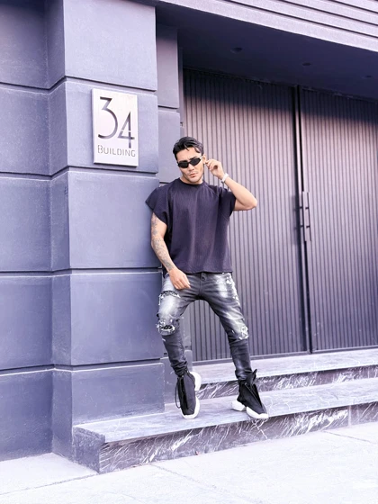 رکابی وست باکسی مراکشی سرمه ای