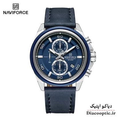 ساعت مچی مردانه سه موتور برند نیوی فورس چرمی مدل NF 8075 بند چرم