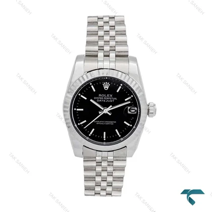رولکس زنانه استیل صفحه مشکی ایندکس خط Rolex-5911-L