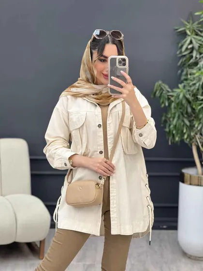 مانتو لینن جیب پیله بند دار