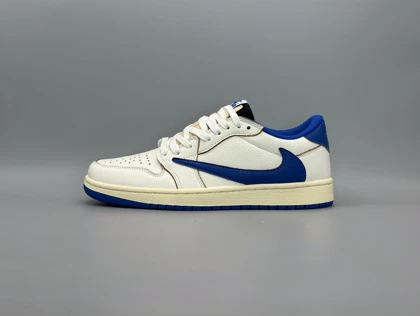 کتانی نایکی جردن1لو تراویس فرگمنت کرم آبی های/Nike Air Jordan1 low Travis