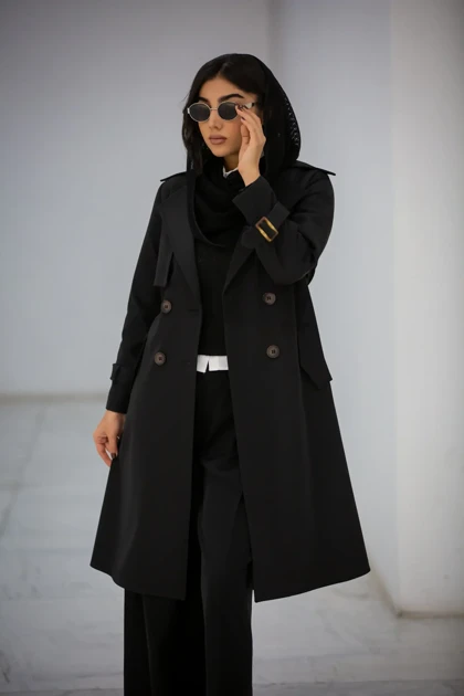 بارانی سانتانا دکمه دوبل بلند New