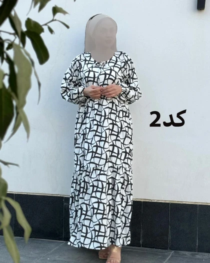 ساحلی فلور سفید مشکی یقه بند دار 6088