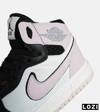 کفش کتانی ساق‌دار زنانه مشکی سفید صورتی نایک NIKE jordan 1 مدل 8144