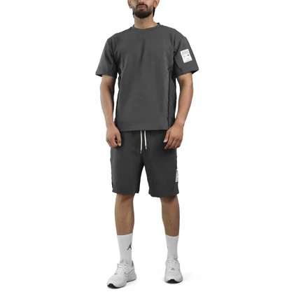 ست تیشرت و شلوارک اسپرت دنیم ور مدل HZ-202 طوسی تیره