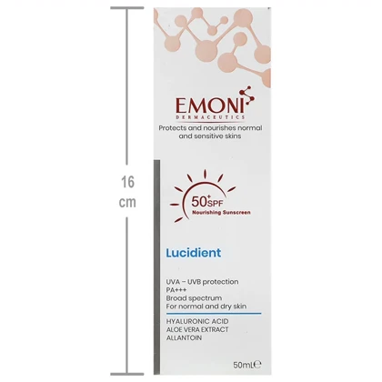 کرم ضد آفتاب بی رنگ امونی مدل Lucidient مناسب پوست نرمال تا خشک SPF50+ حجم 50ml