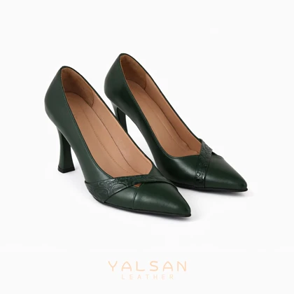 کفش پاشنه‌دار زنانه چرم یلسان مدل سیلا کد 693-GAN