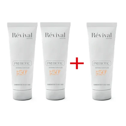 فلوئید ضدآفتاب پریبیوتیک SPF50 پوست چرب رویوال دو تا بخر سه تا ببر