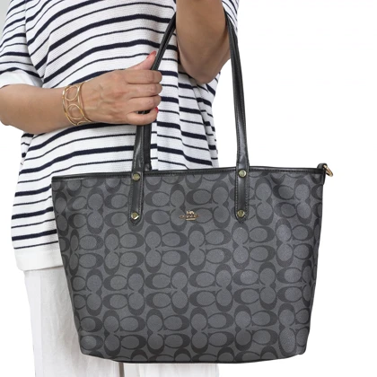 کیف زنانه توت بگ کوچ 2رو Coach طوسی مدل پرمیوم چرم مصنوعی درجه یک