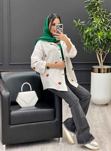 مانتو طرح توت فرنگی