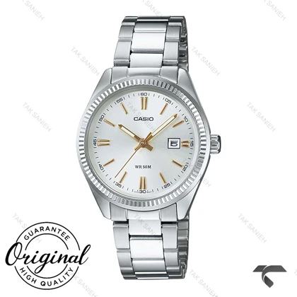 ساعت کاسیو LTP-1302D-7A2V زنانه سیلور عقربه طلایی Casio-10285-L