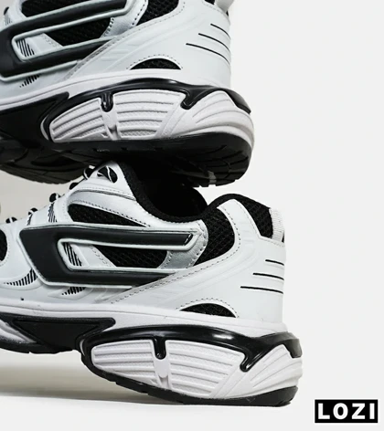 کفش کتانی مردانه سفید مشکی طوسی DIESEL S-SERENDIPITY SPORT مدل 5814