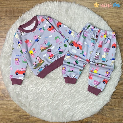 ست بلوز شلوار دخترانه Peppa pig ملانژ 1 تا 7 سال