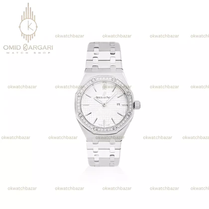 ساعت مچی اودمار پیگه بند فلزی صفحه سفید دورنگین Audemars Piguet