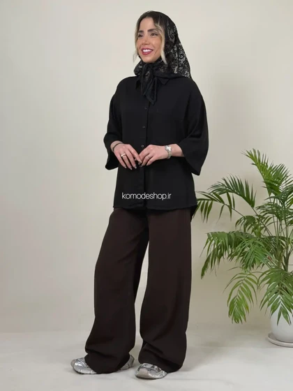 شومیز سیلک باکسی زنانه میله‌ای