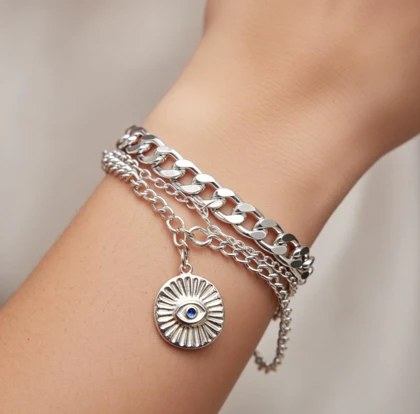 دستبند زنانه طرح سه لاین چشم