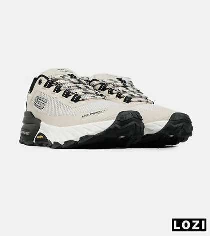 کفش کتانی طبی ورزشی کرم مشکی SKECHERS max protect مدل 7566