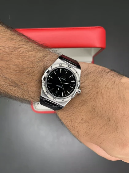 ساعت مچی امگا کانستلیشن بند مشکی صفحه مشکی Omega Constellation