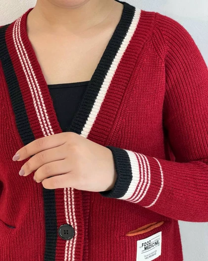 ژاکت بافت چهاررنگ گرم بالا کد 5191