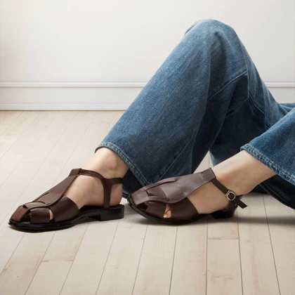 صندل زنانه مدل زارا2_چرم قهوه ای کد 1780