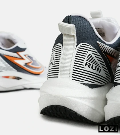 کفش کتانی مردانه و زنانه سفید طوسی نارنجی GENERIC All Run مدل 7211