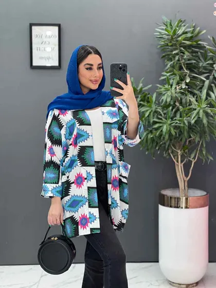 مانتو نخی طرح دار کوک دوزی