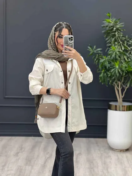 مانتو لینن جیب نما بغل سه دکمه