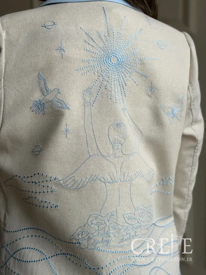مانتو کتی پشت گلدوزی طرح فرشته