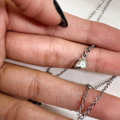 ست گردنبند دو نفره مدل «اژدها و قلب مگنتی» | پلاک مکمل با زنجیر دیپلمات استیل