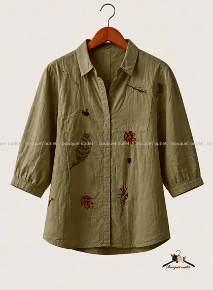 شومیز نارنجی گلدوزی Bershka