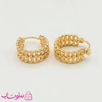 گوشواره حلقه‌ای ژوپینگ طرحدار بدون نگین