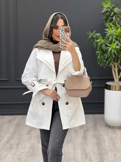 بارانی یقه دوبل ژیله دار