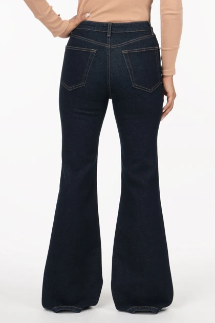 شلوار جین زنانه بوت‌کات فلکس(کشی) آبی خام شور رویال جین Royal Jeans