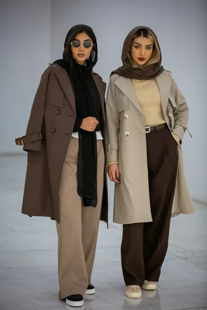 بارانی سانتانا دکمه دوبل بلند New