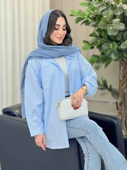 مانتو راه راه تک جیب مهلا