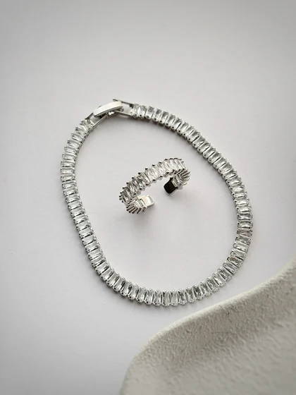 ست دستبند و انگشتر جواهری نگین باگتی