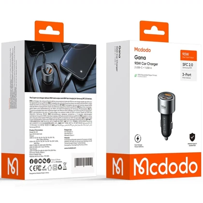 شارژر فندکی مک دودو Mcdodo مدل CC-3110 توان 90W سه پورت