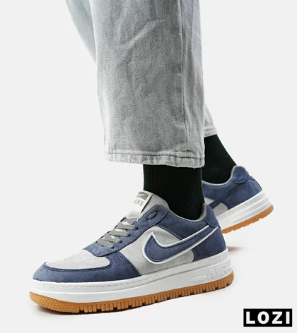 کفش کتانی مردانه و زنانه طوسی آبی NIKE AIR FORCE
