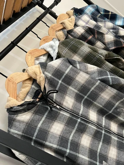 سویشرت چهارخانه کلاهدار 6110