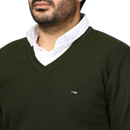پلیور بافت یقه هفت فندوقی مردانه مدل 669859