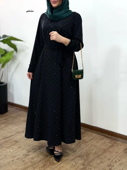 پیراهن مانتویی بلند نگین