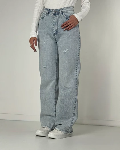 شلوارنیم بگ دمپاریش آبی روشن  کد 1000220