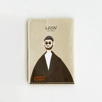 کاور پاسپورت و شناسنامه فانتزی چرم نئون مدل PC112 طرح لئون