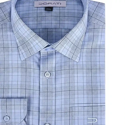 پیراهن مردانه رسمی چهارخونه آبی روشن C40