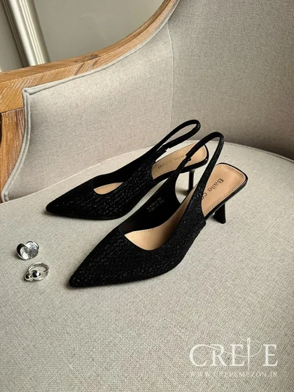 کفش نگین‌دار بغل کش پاشنه 7 سانت