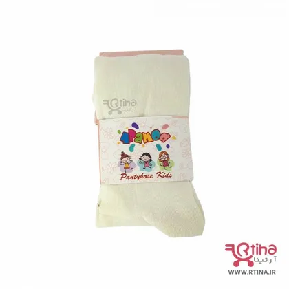 جوراب شلواری دخترانه شیری(نباتی) مدل apa kids1