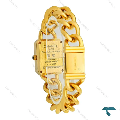 ساعت شنل زنانه طلایی مستطیلی صفحه مشکی Chanel-7963-L