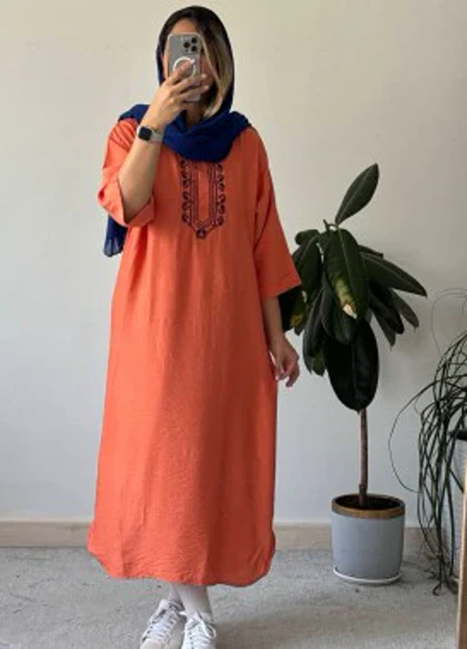 مانتو کفتان برفین با گلدوزی