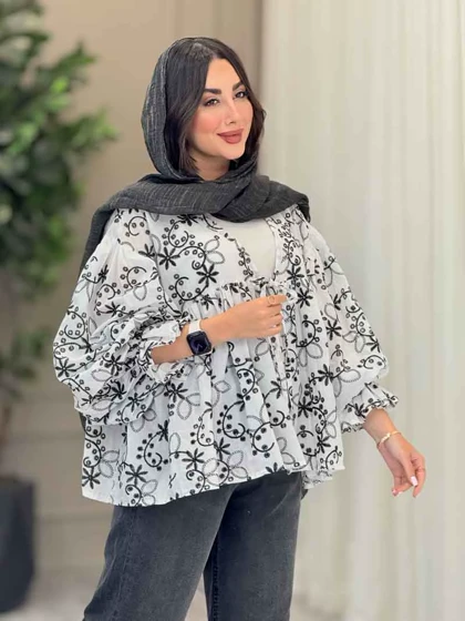 مانتو طرح گل چین‌دار 6749