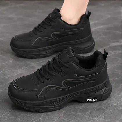 کتانی اسپرت لژدار طبی مدل پرنده مشکی Women’s Bird Style Platform Orthopedic Black Sneakers